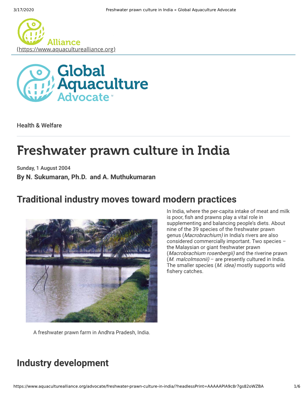 Freshwater Prawn Culture in India « Global Aquaculture Advocate