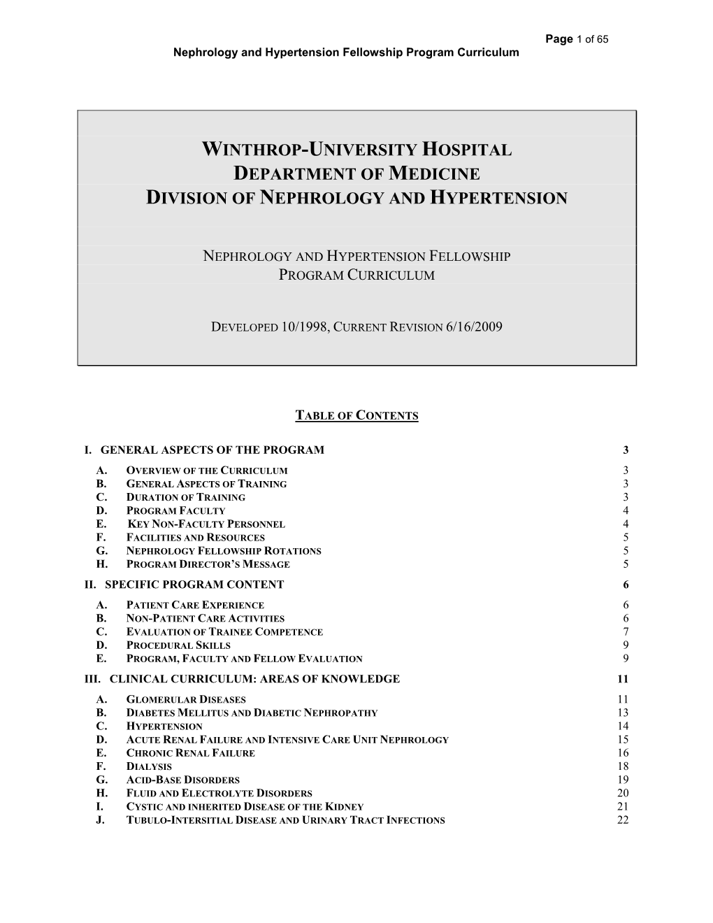 Winthrop-University Hospital Department of Medicine Division of Nephrology and Hypertension