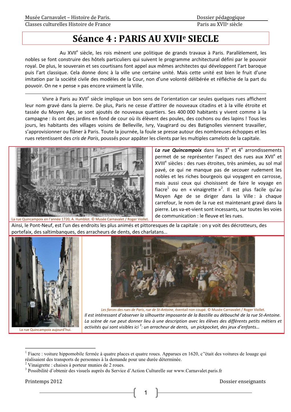 Séance 4 : PARIS AU XVII E SIECLE