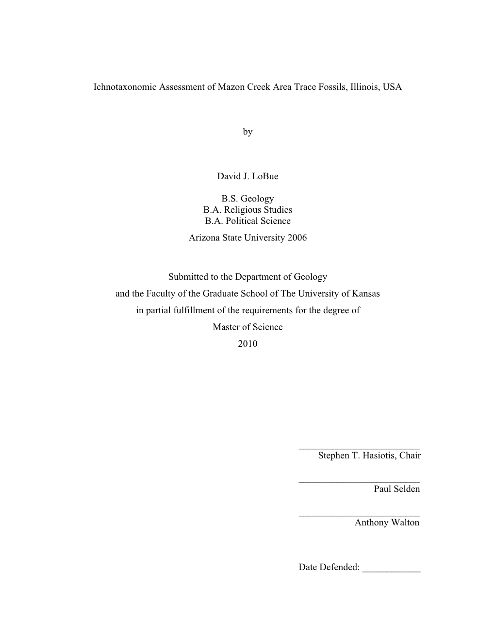 Ichnotaxonomic Assessment of Mazon Creek Area Trace Fossils, Illinois, USA