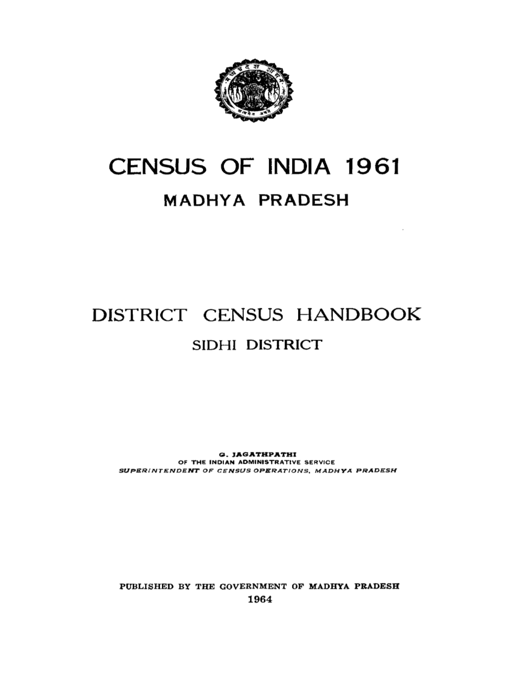 District Census Handbook, Sidhi