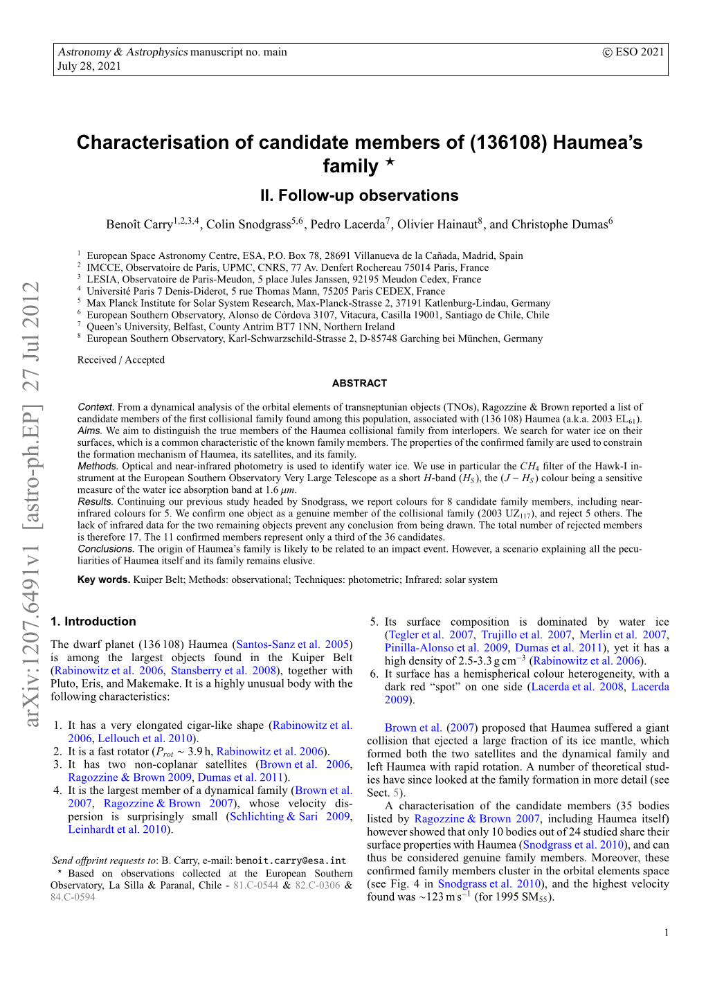 (136108) Haumea’S Family