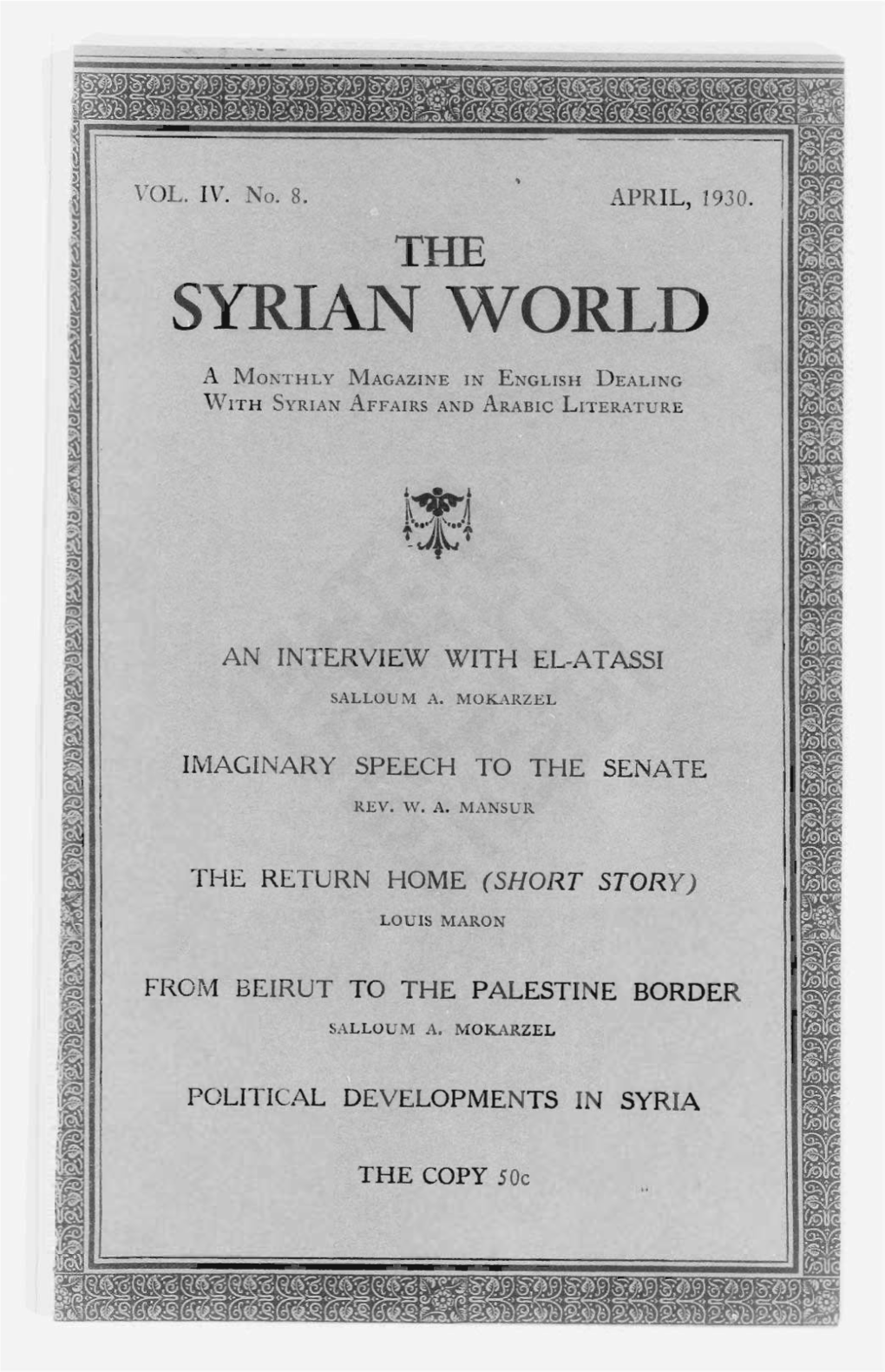 Helpfulness, the Syrian World, 4, 8, April 1930