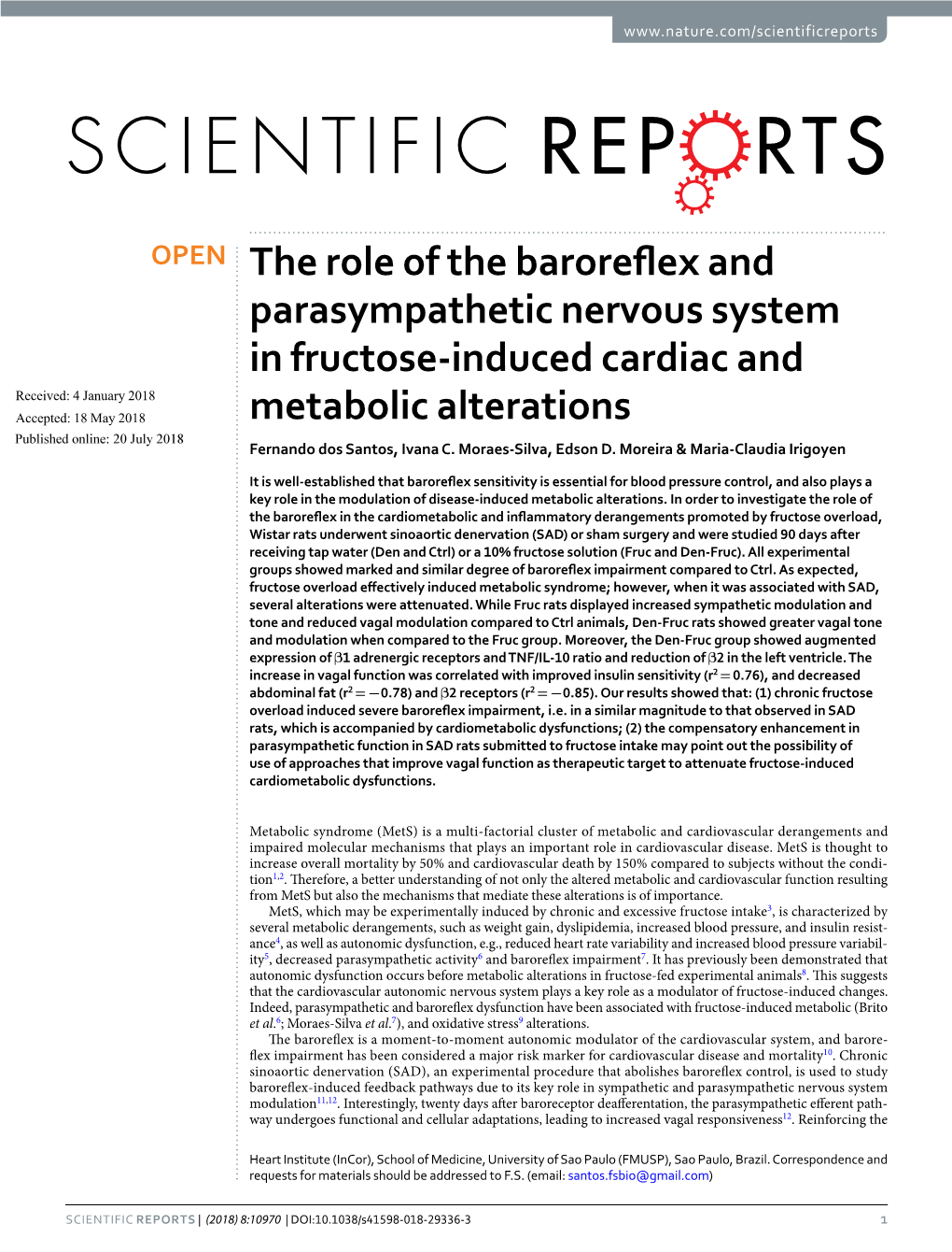 The Role of the Baroreflex and Parasympathetic Nervous System In