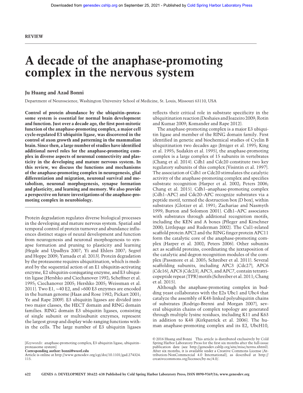 A Decade of the Anaphase-Promoting Complex in the Nervous System