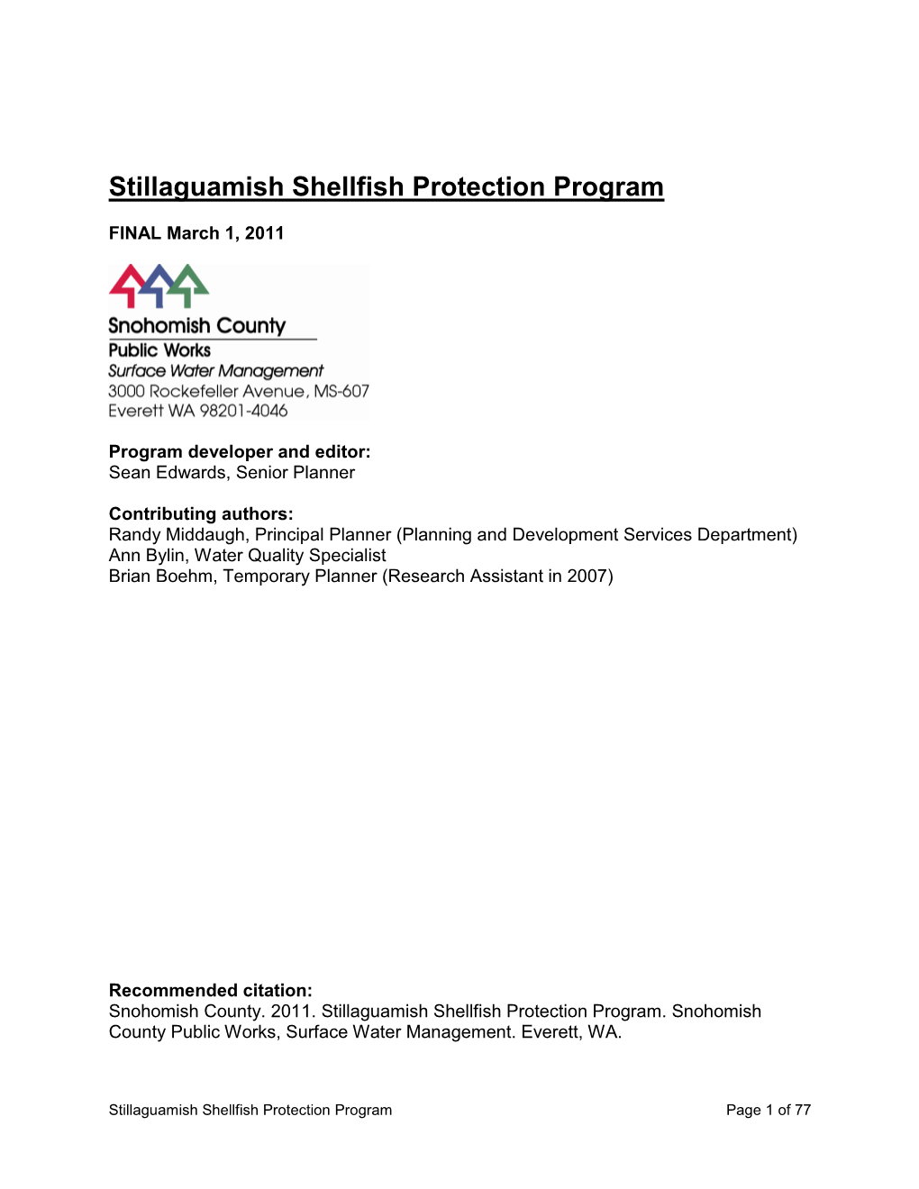 Stillaguamish Shellfish Protection Program