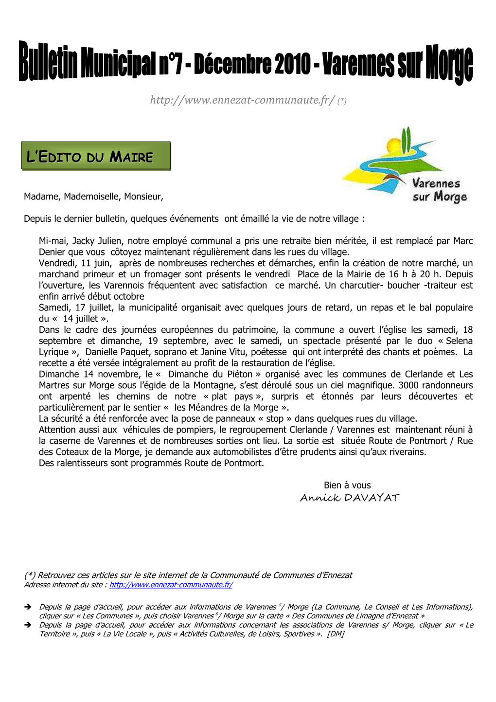 Bulletin Municipal