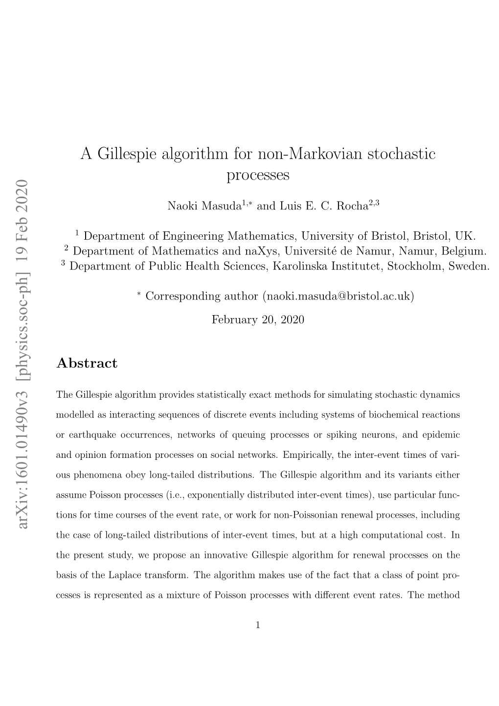 A Gillespie Algorithm for Non-Markovian Stochastic Processes