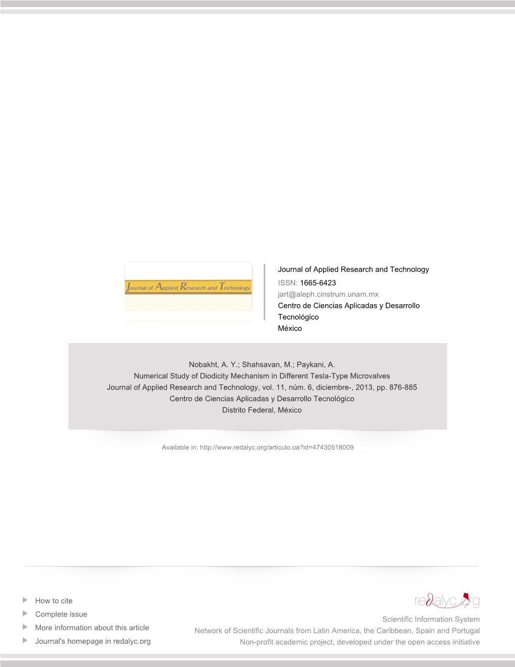 Redalyc.Numerical Study of Diodicity Mechanism in Different Tesla-Type