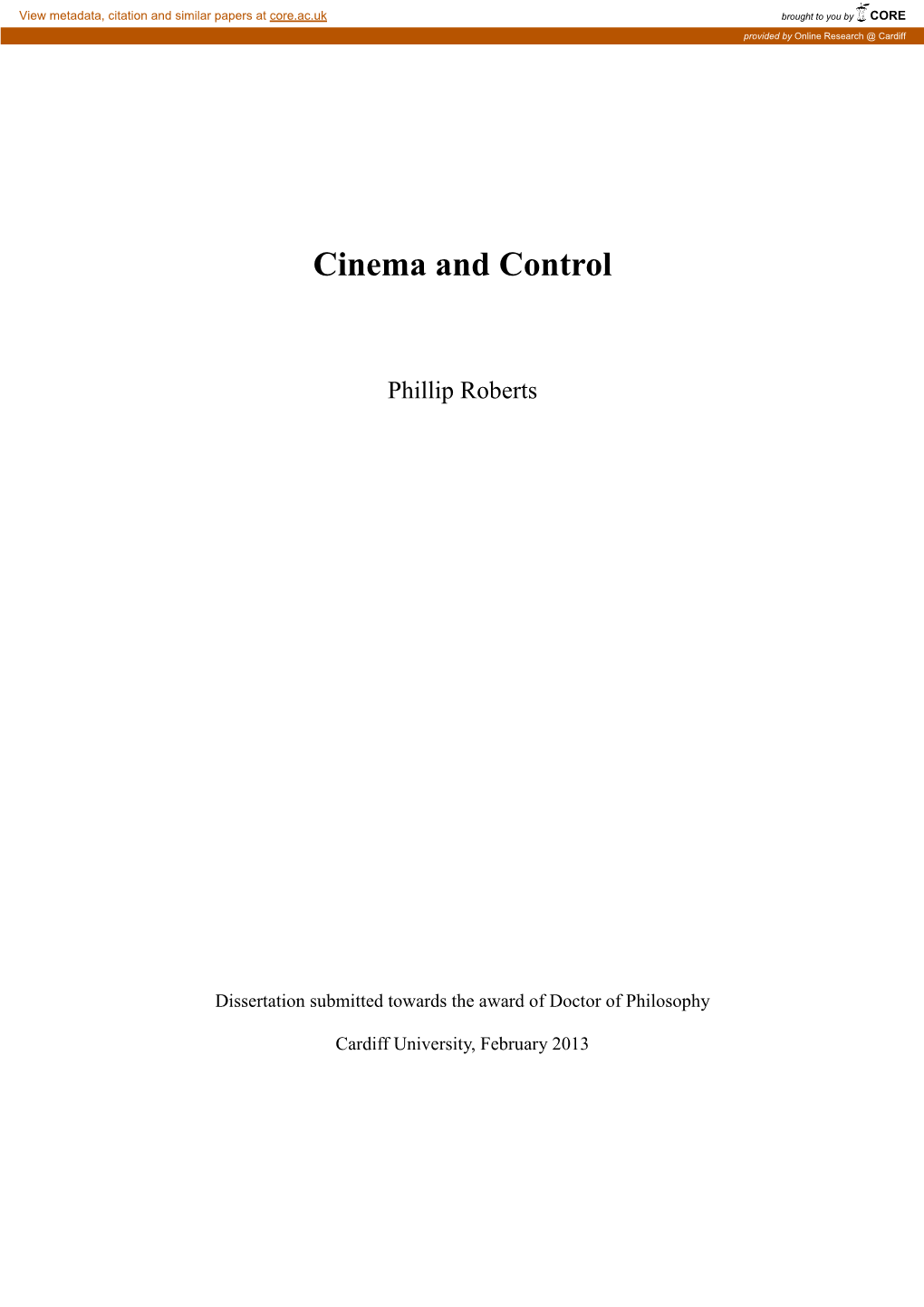 Cinema and Control