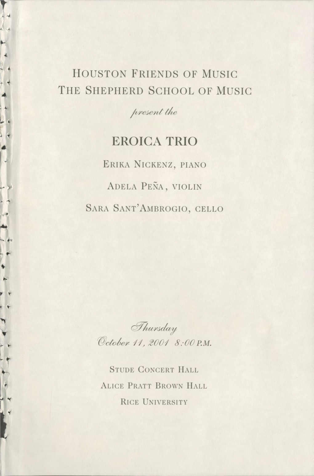 Eroica Trio Erika Nickenz, Piano