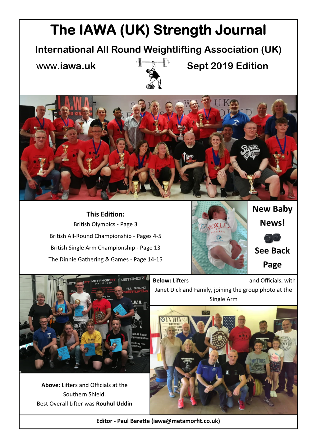 The IAWA (UK) Strength Journal International All Round Weightlifting Association (UK) Sept 2019 Edition