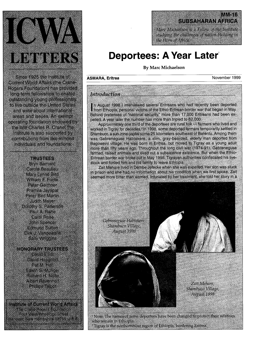 Deportees: a Year Later' by Marc Michaelson