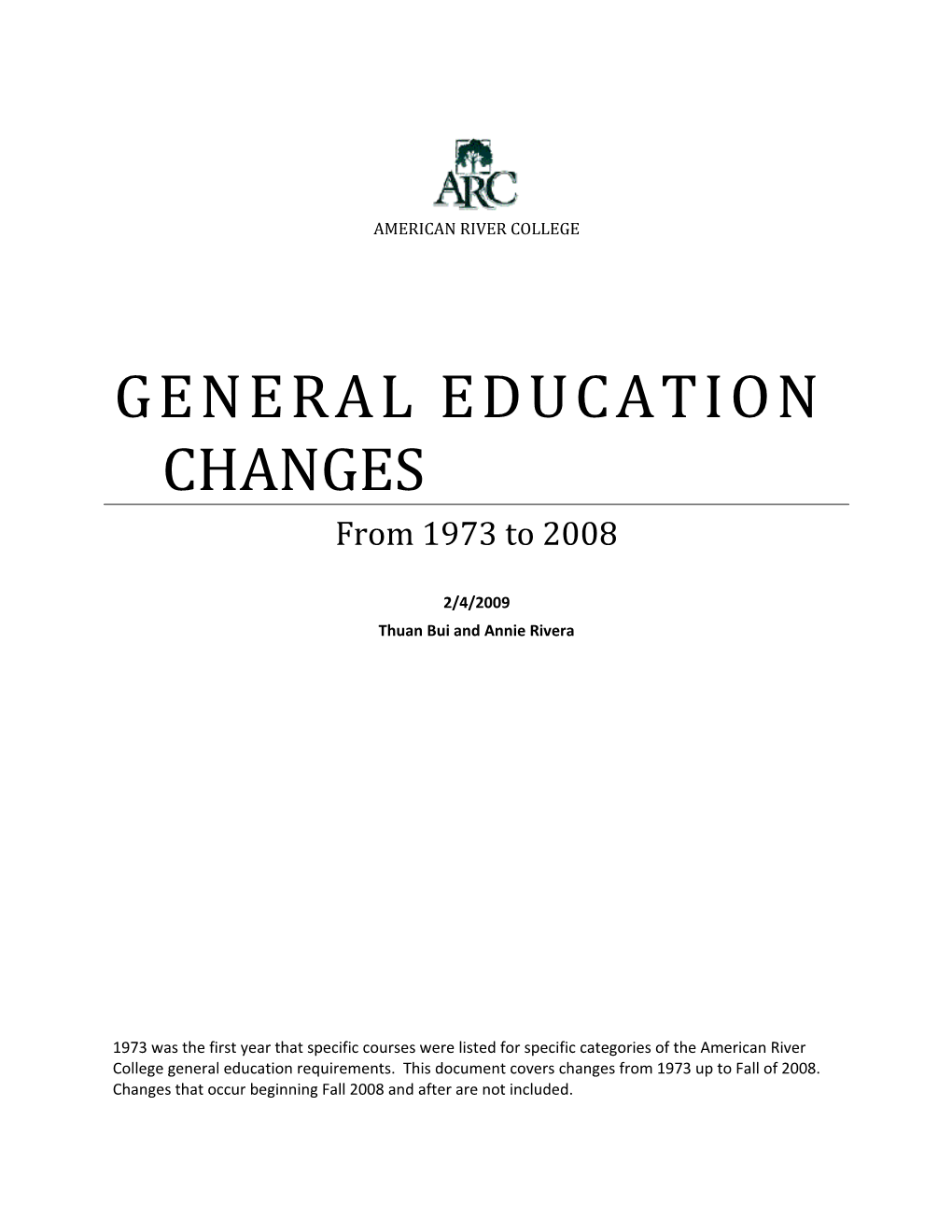 General Education Changes