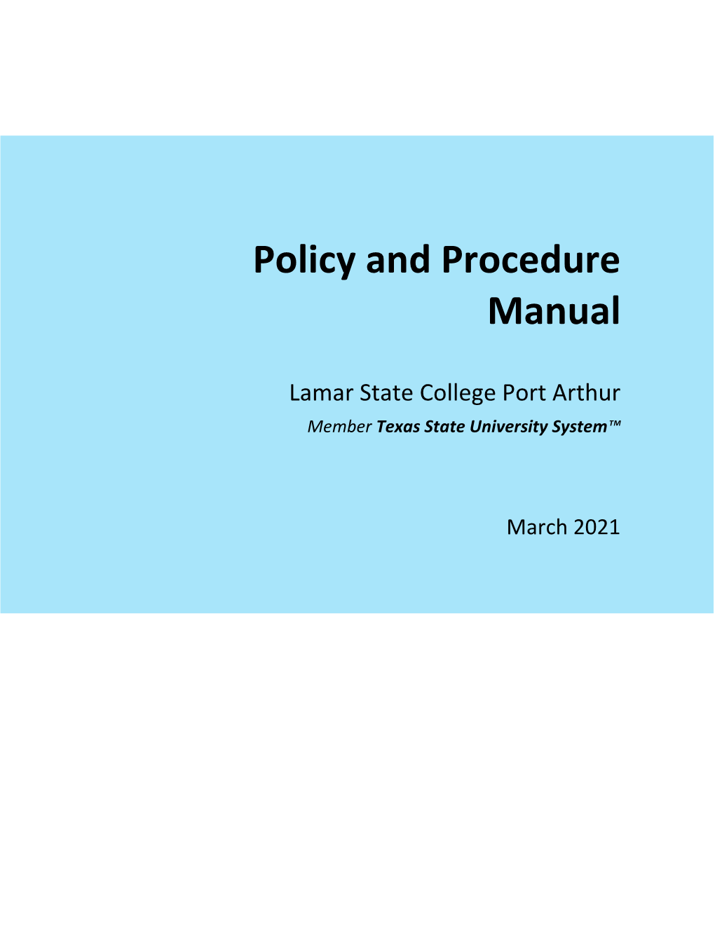 Policy and Procedure Manual