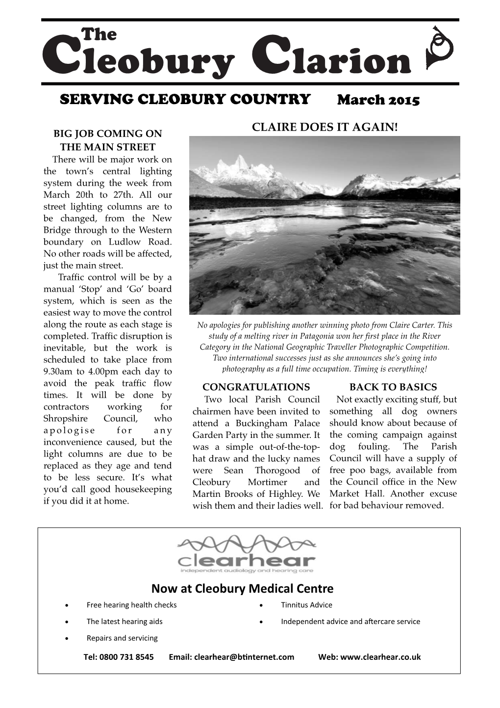 Clarion March 2015 Page �2 the Cleobury Clarion Local Information Page March 2015 - Volume Twelve - Edition Twelve