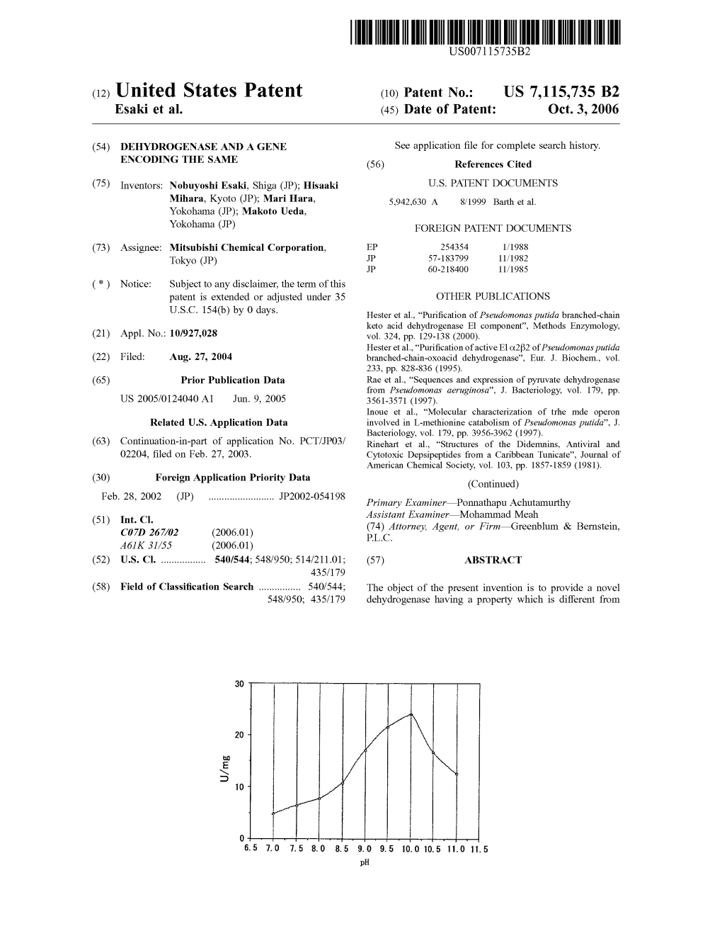 (12) United States Patent (10) Patent No.: US 7,115,735 B2 Esaki Et Al