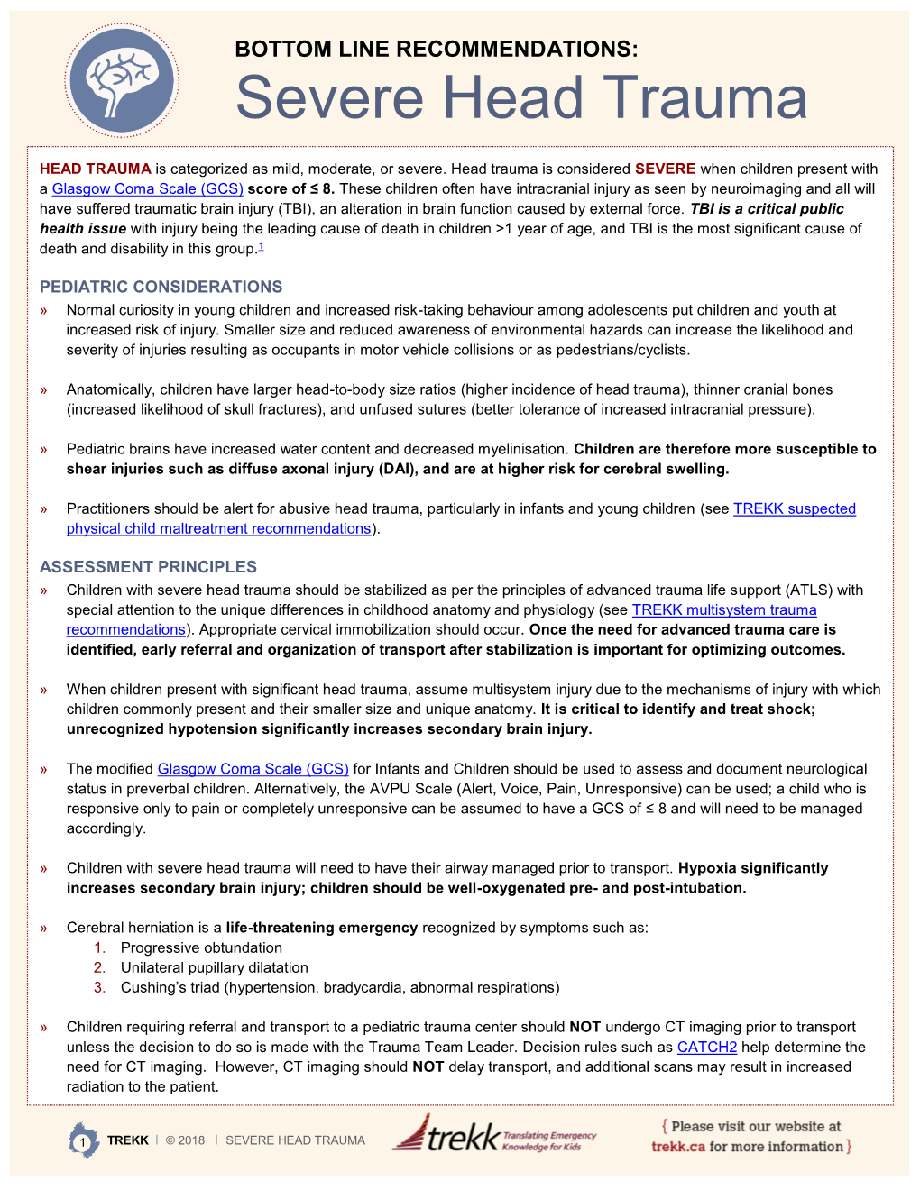 Severe Head Trauma in Children in the Emergency Department