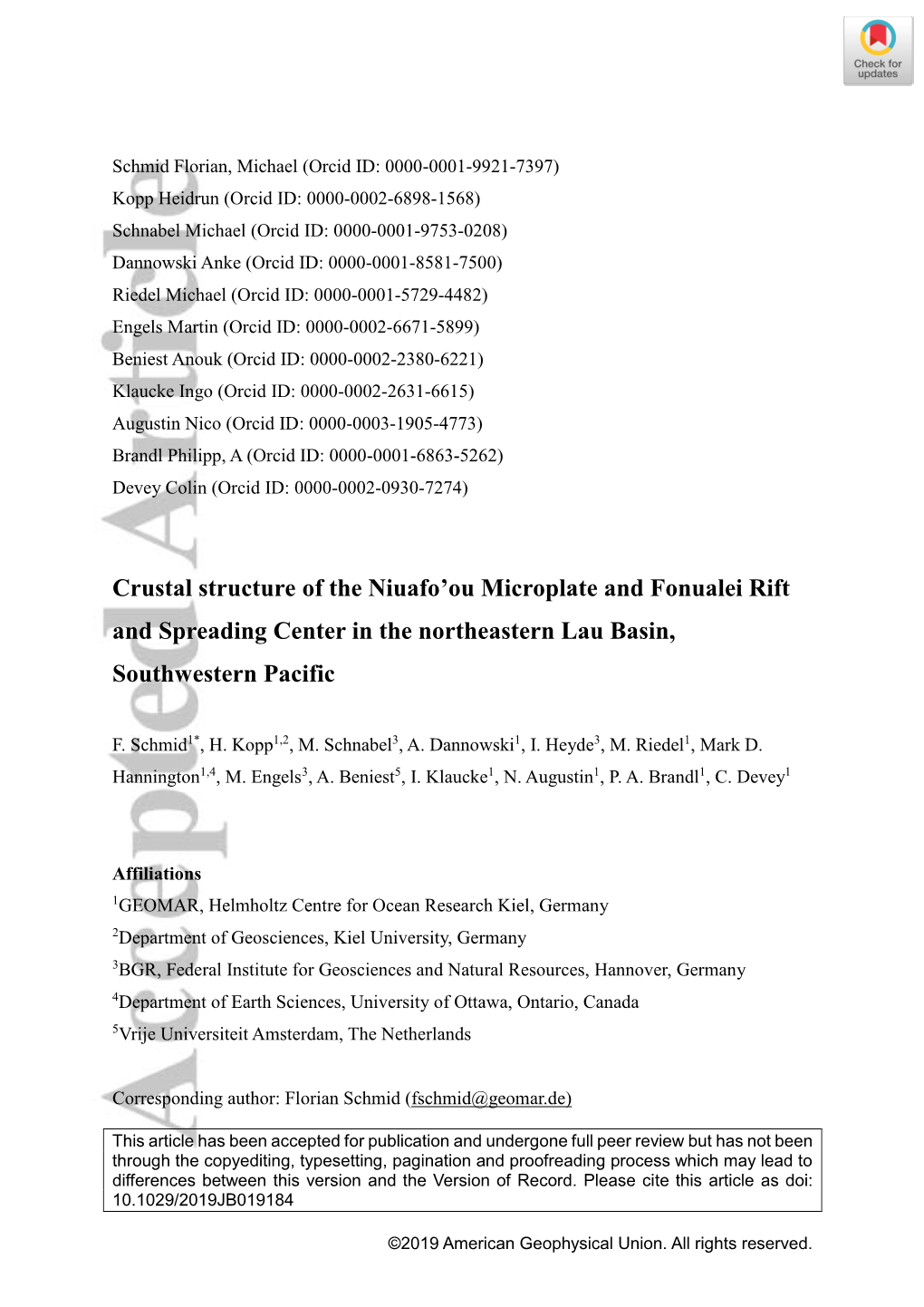 Crustal Structure of the Niuafo'ou Microplate and Fonualei Rift And