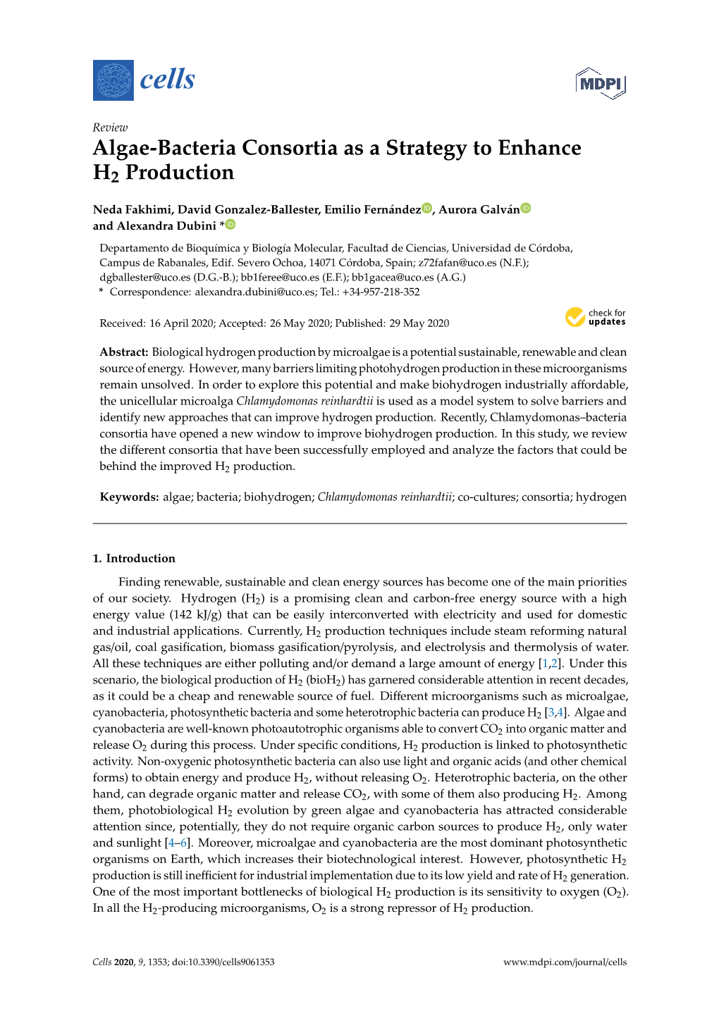 Algae-Bacteria Consortia As a Strategy to Enhance H2 Production
