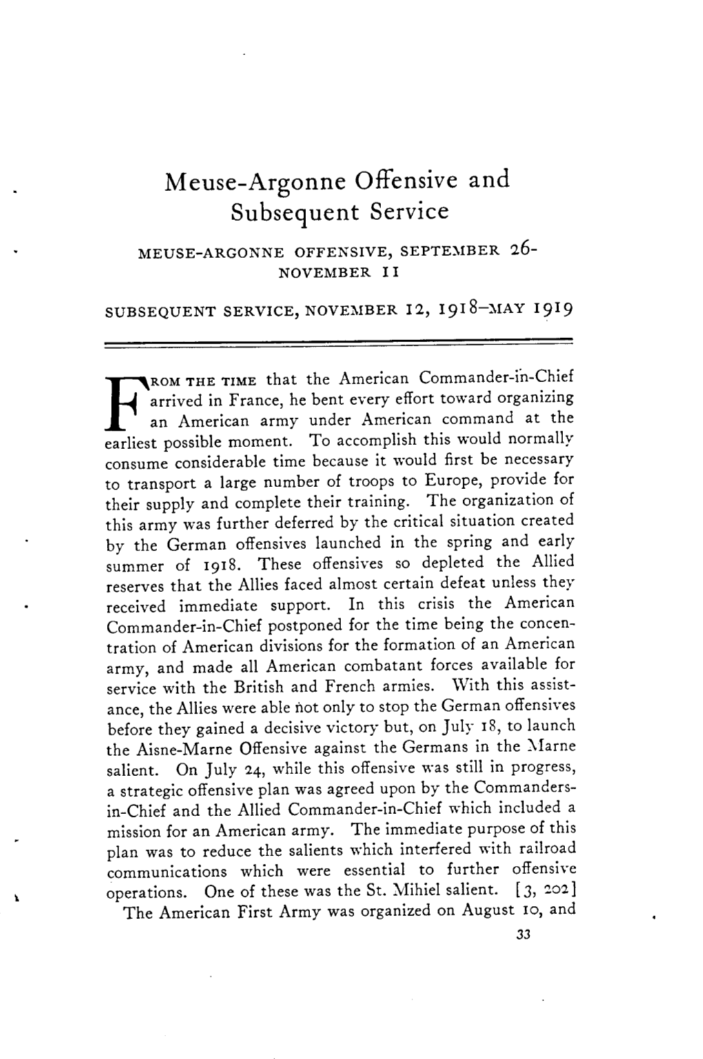 Meuse-Argonne Offensive and Subsequent Service