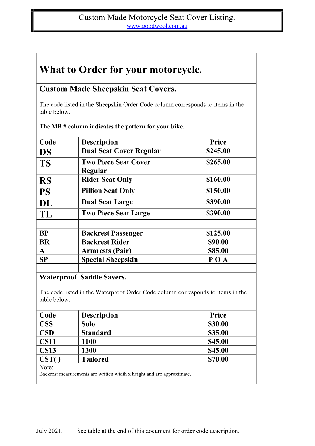 What to Order for Your Motorcycle