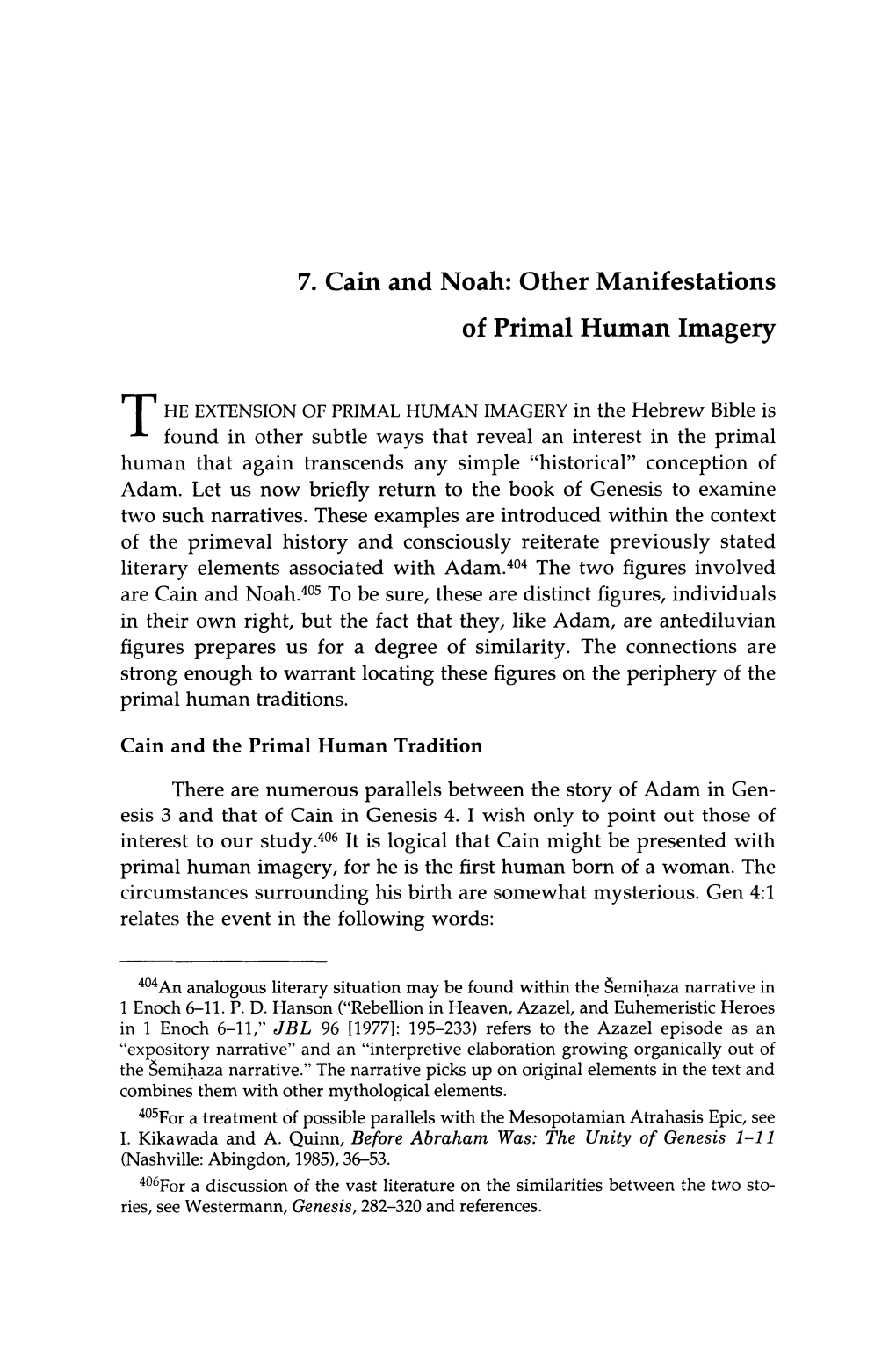 7. Cain and Noah: Other Manifestations of Primal Human Imagery