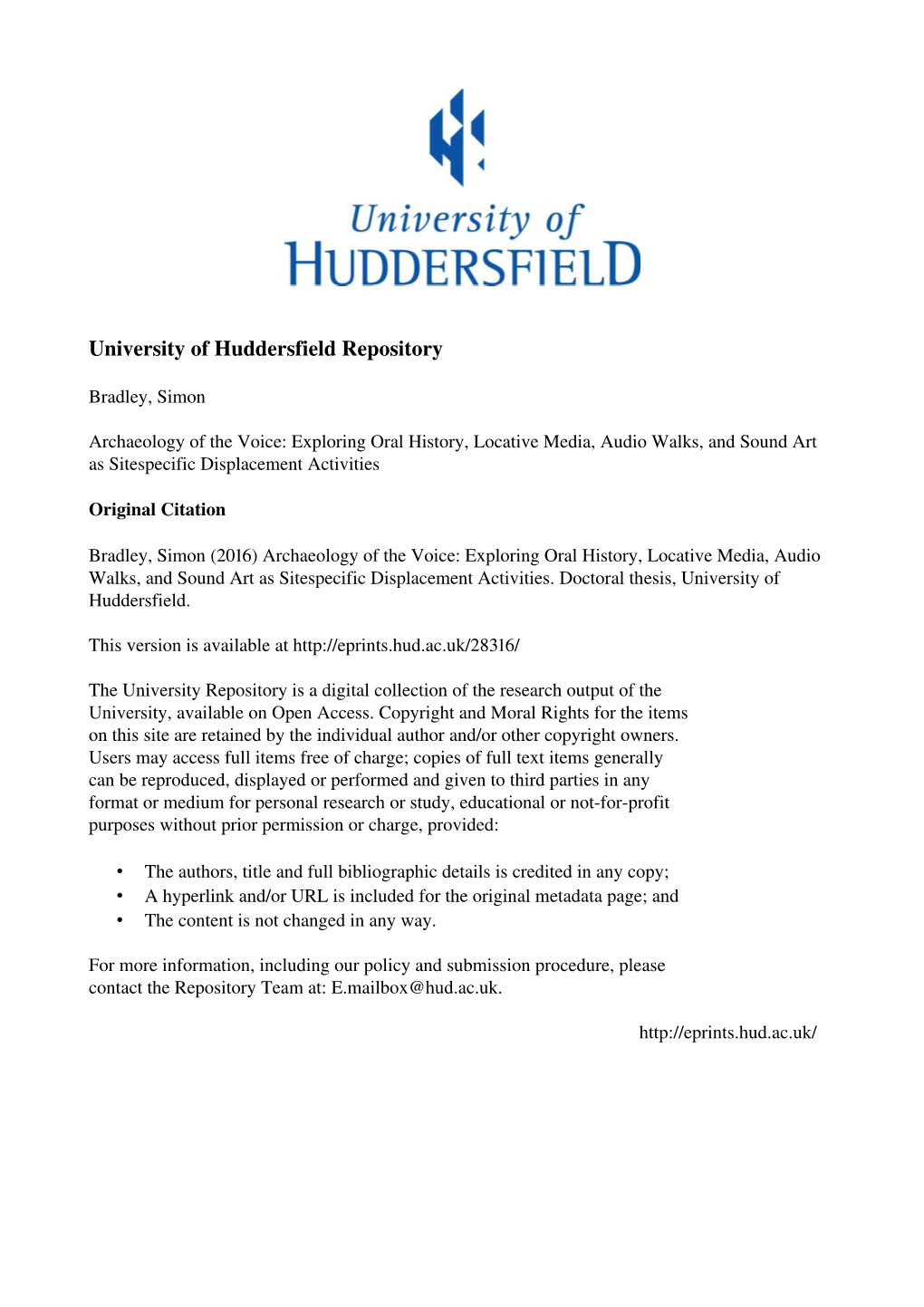 University of Huddersfield Repository