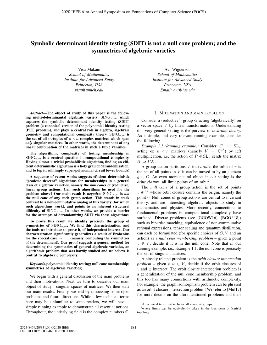 Symbolic Determinant Identity Testing (SDIT) Is Not a Null Cone Problem; and the Symmetries of Algebraic Varieties