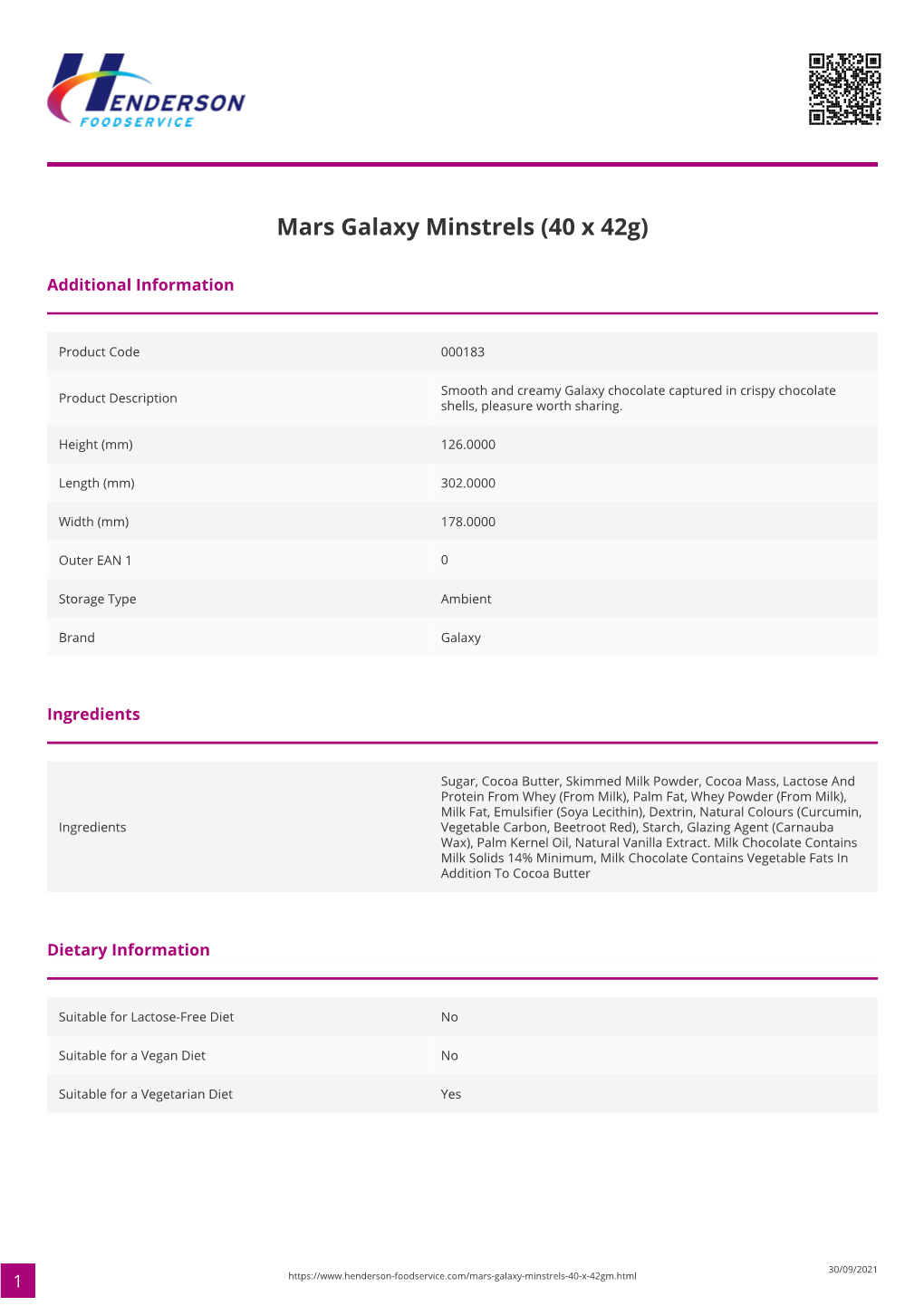 Mars Galaxy Minstrels (40 X 42G)