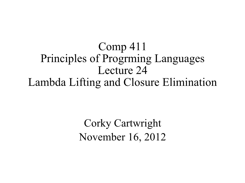 Comp 311 Principles of Programming Languages Lecture 6 Meta