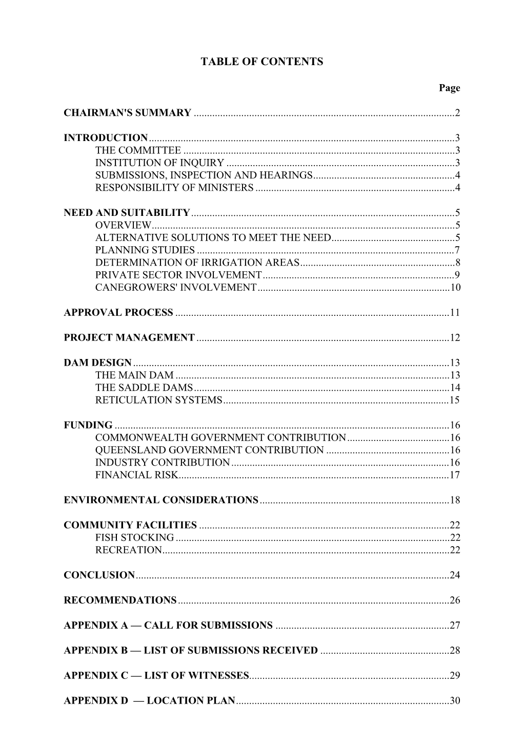 Table of Contents