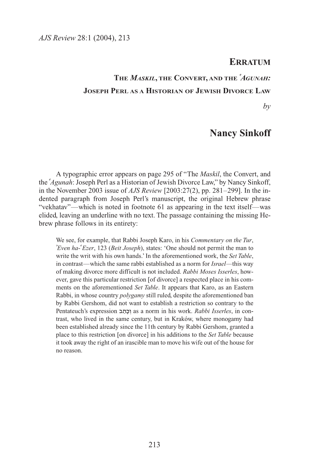 JOSEPH PERL AS a HISTORIAN of JEWISH DIVORCE LAW By