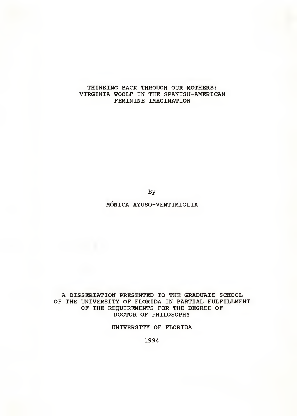 Thinking Back Through Our Mothers : Virginia Woolf in the Spanish