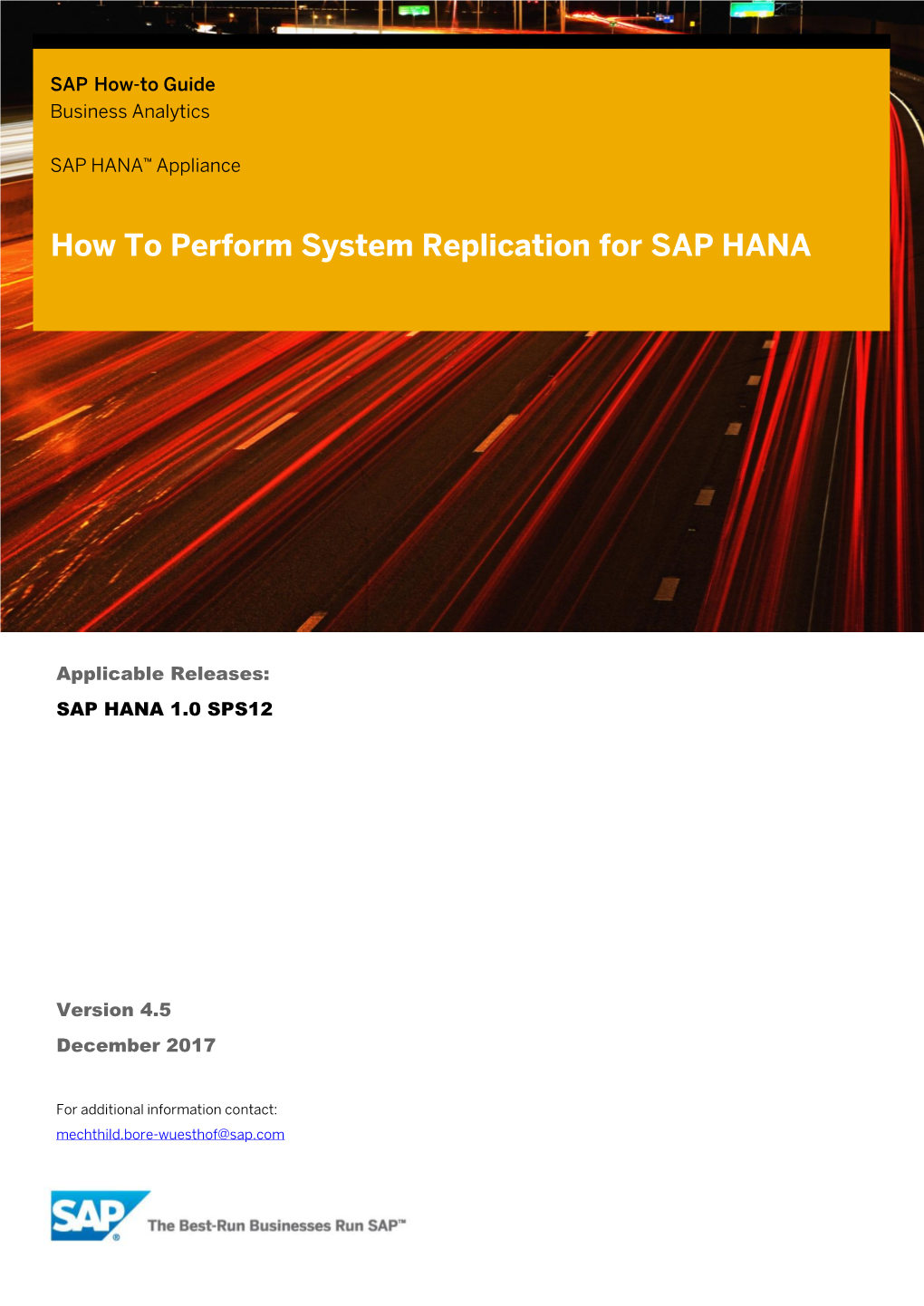 How to Perform System Replication for SAP HANA