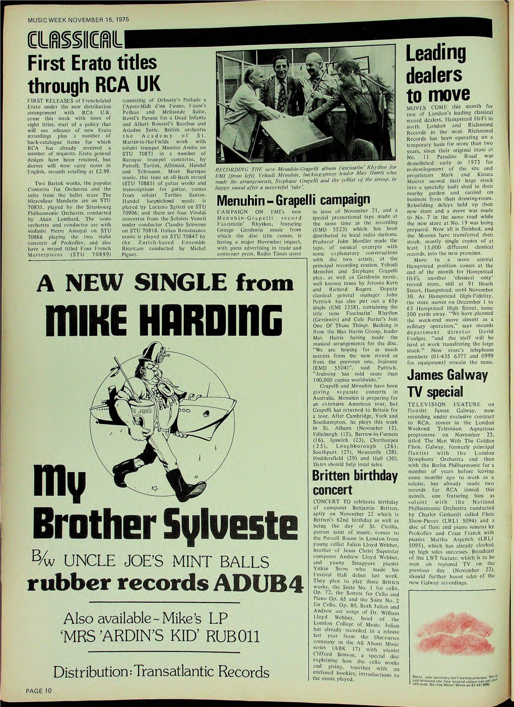 MUSIC WEEK NOVEMBER 15, 1975 First Erato Titles Through RCA UK