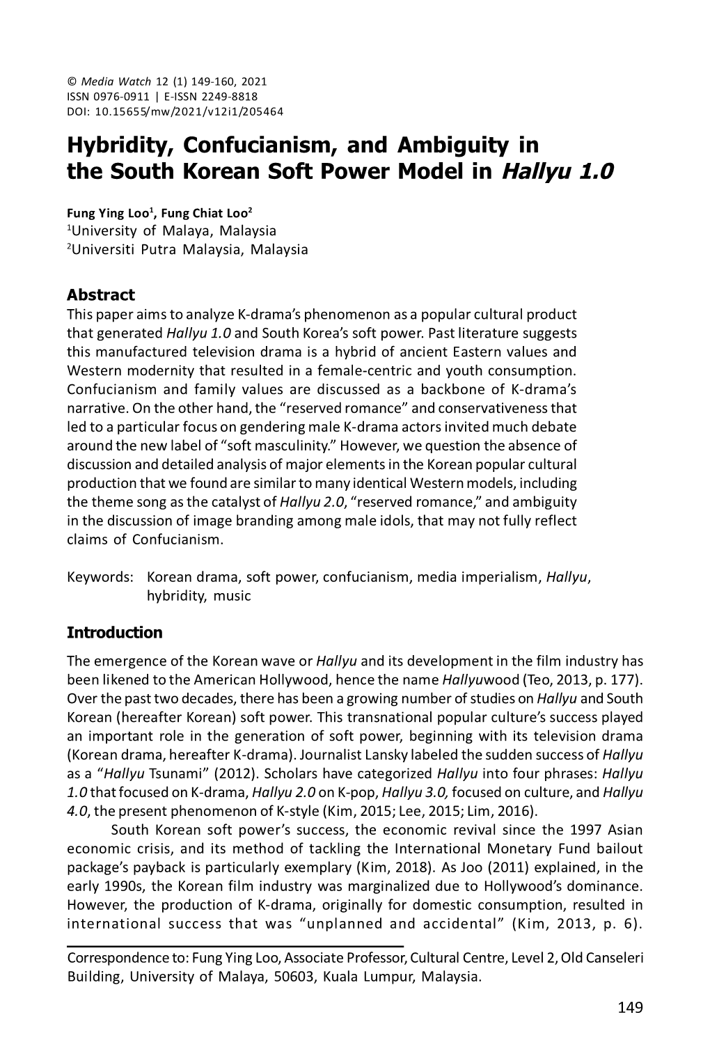 Hybridity, Confucianism, and Ambiguity in the South Korean Soft Power Model in Hallyu 1.0