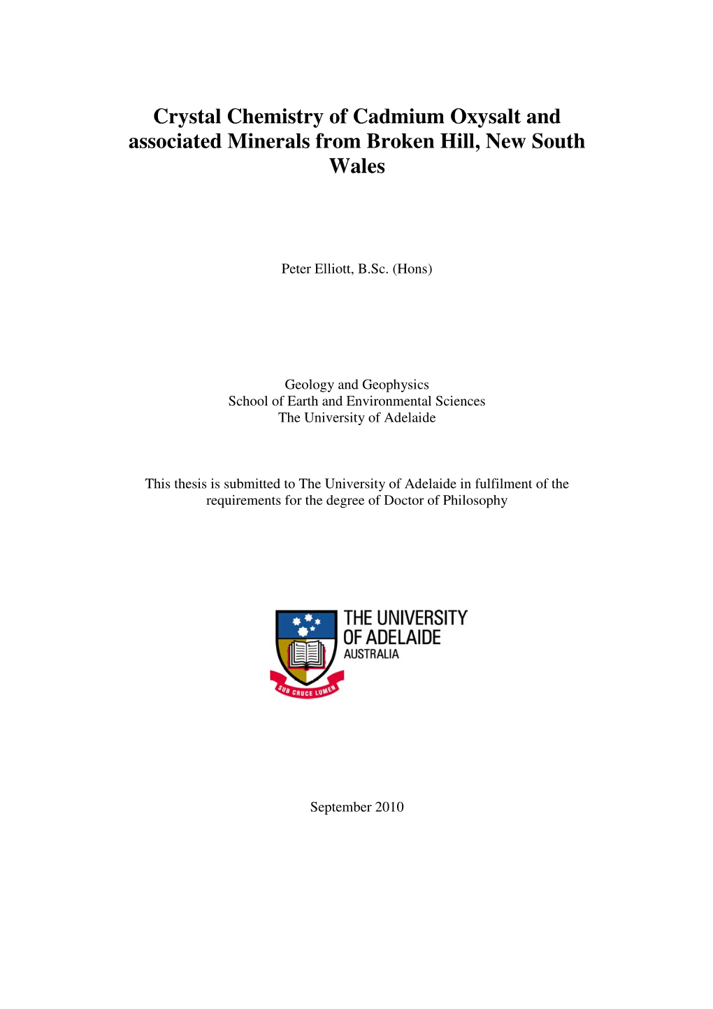 Crystal Chemistry of Cadmium Oxysalt and Associated Minerals from Broken Hill, New South Wales