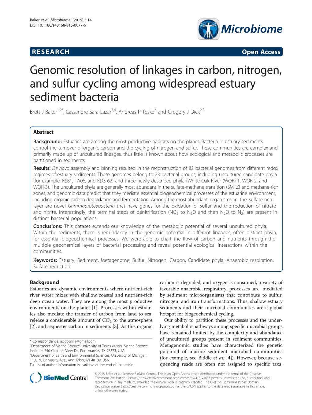 Genomic Resolution of Linkages in Carbon, Nitrogen, and Sulfur Cycling
