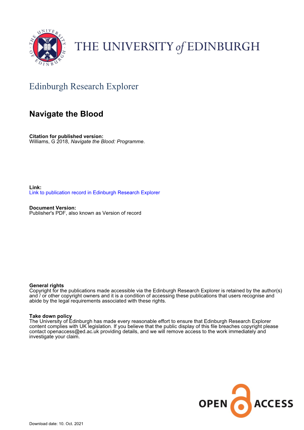 Navigate the Blood Programme