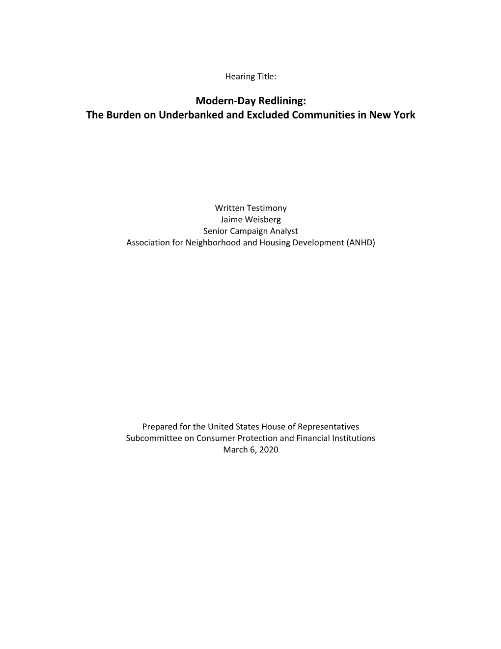 Modern-Day Redlining: the Burden on Underbanked and Excluded Communities in New York
