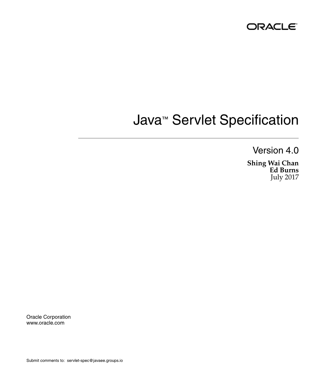 Java™ Servlet Specification, Version 4.0