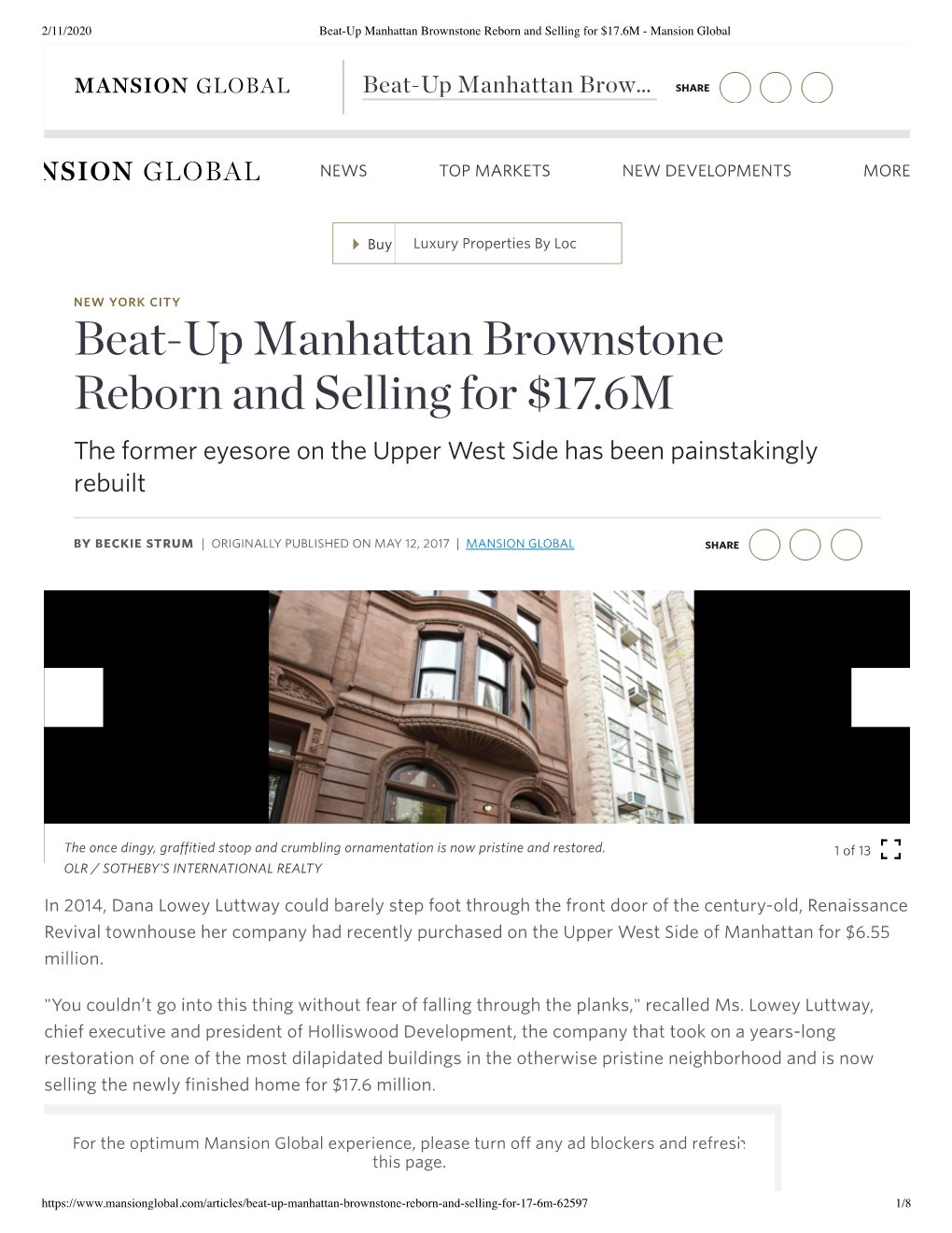Beat-Up Manhattan Brownstone Reborn Andselling For$17.6M