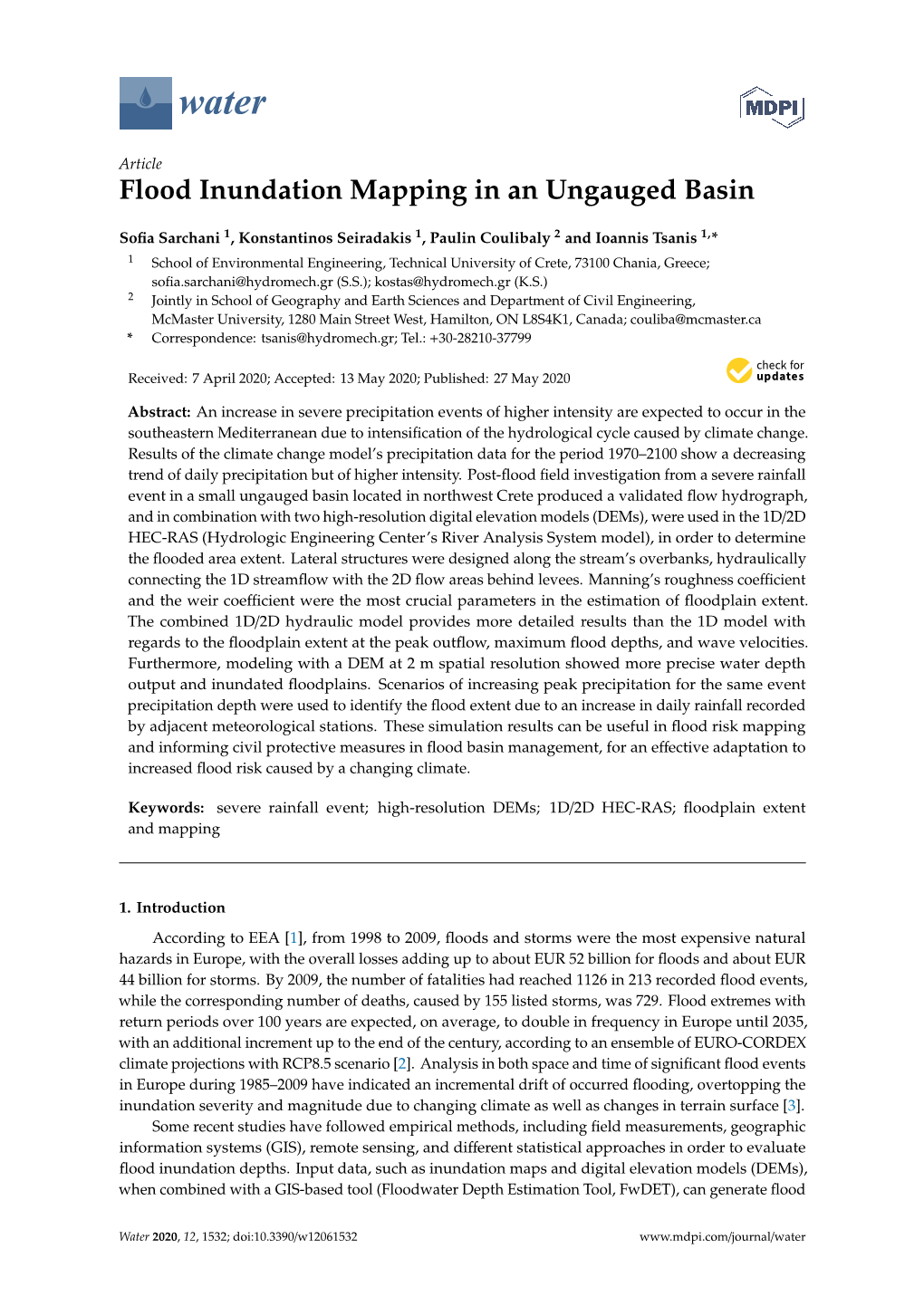 Flood Inundation Mapping in an Ungauged Basin