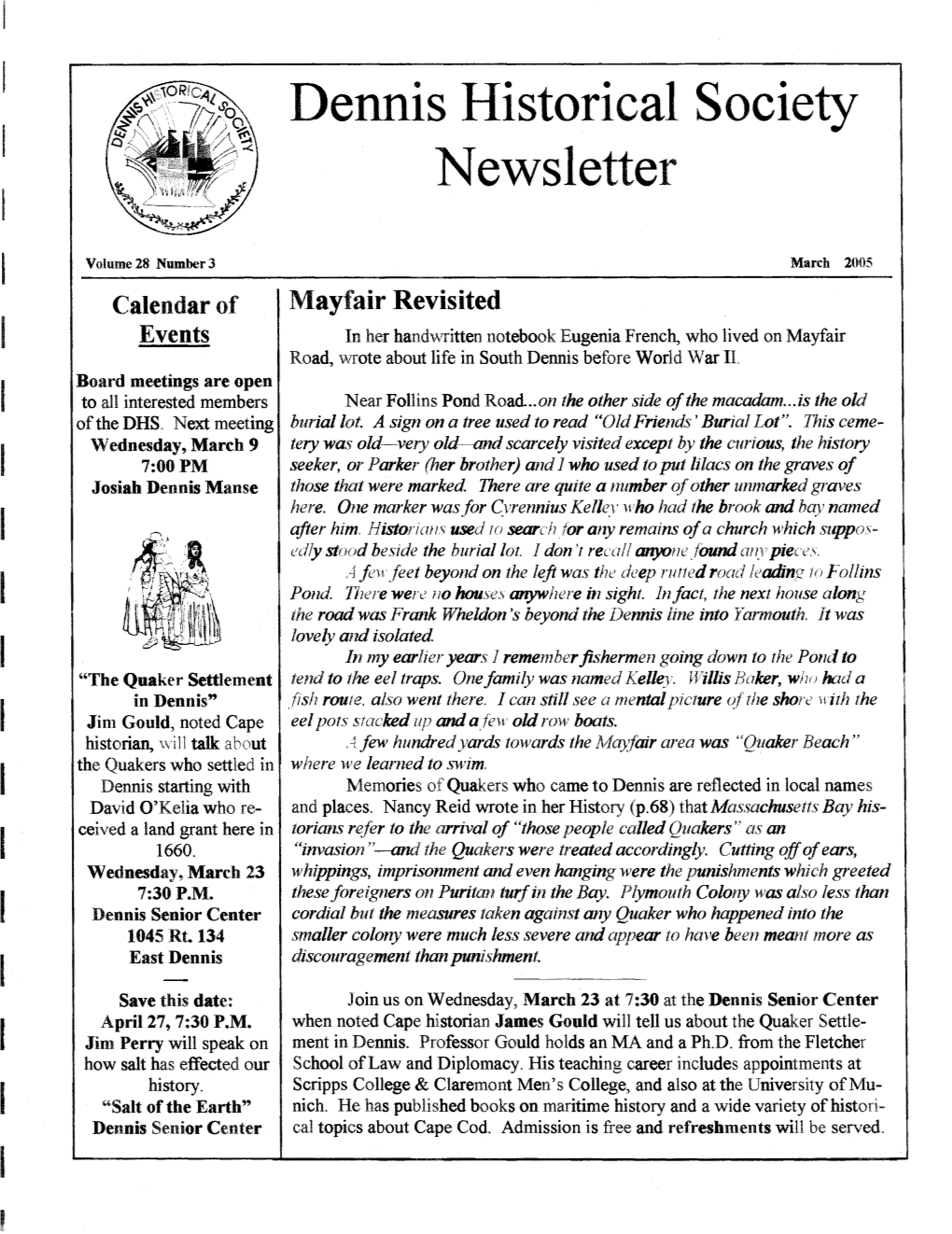 Dennis Historical Society Newsletter