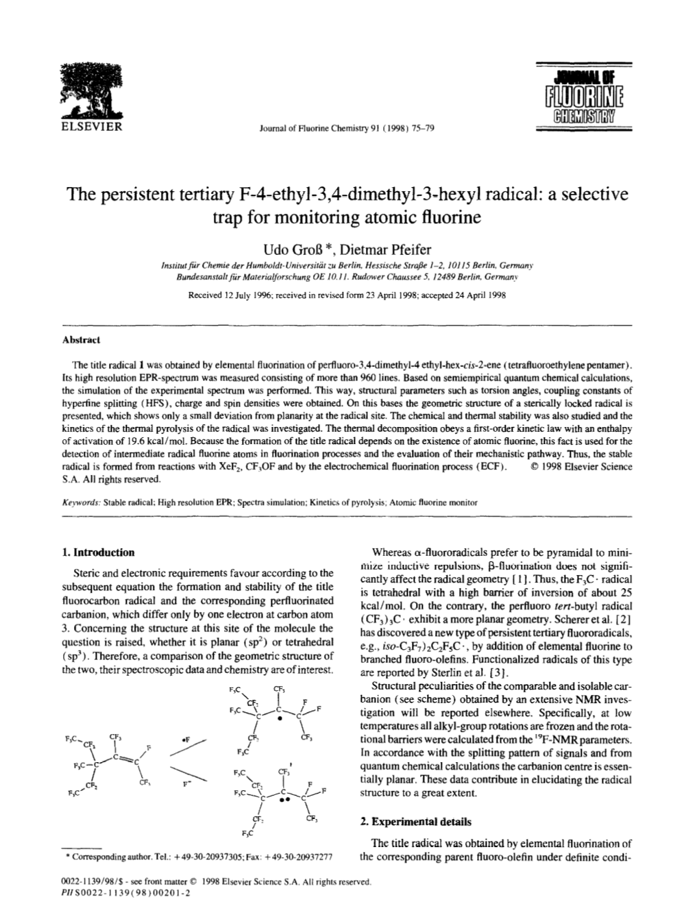 A Selective Trap for Monitoring Atomic Fluorine