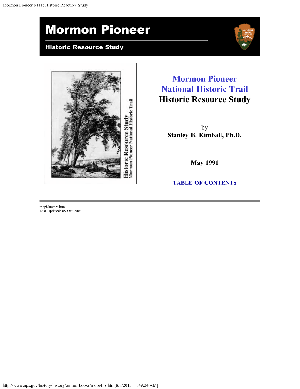 Mormon Pioneer NHT: Historic Resource Study