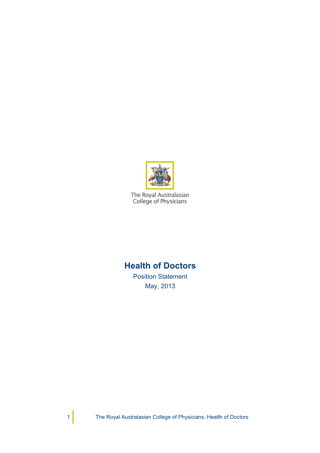 RACP Health of Doctors White Paper