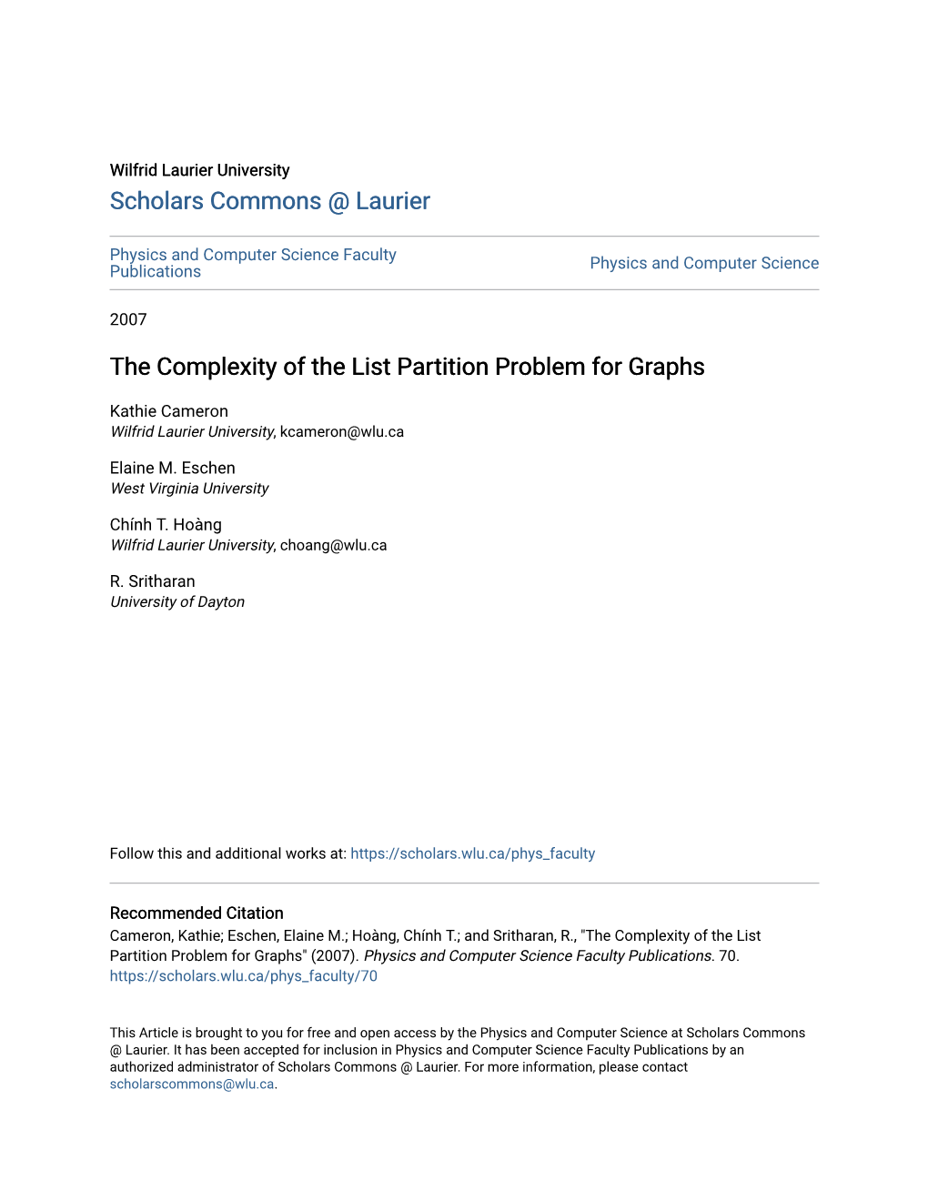 The Complexity of the List Partition Problem for Graphs