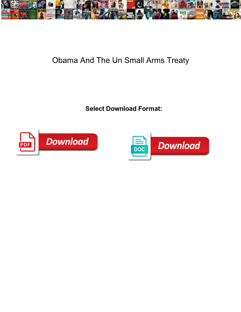 Obama and the Un Small Arms Treaty